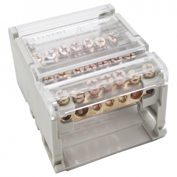 Фотография товара 'Engard DB1-4107 Распределительный блок три фазы-ноль 8х12мм 4х7 отв. 125А'