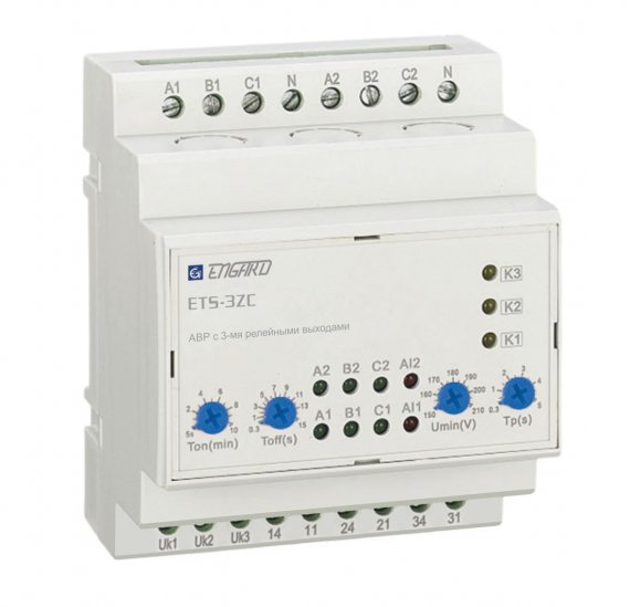 Фотография товара 'Engard ETS-3ZC40 АВР с 3-мя релейными выходами AVR ETS-2ZC 3P+N AC 400В'