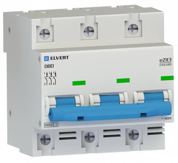 Фотография товара 'Engard eZ1133D-80 Автоматический выключатель eZ113 3Р D80 10кА'